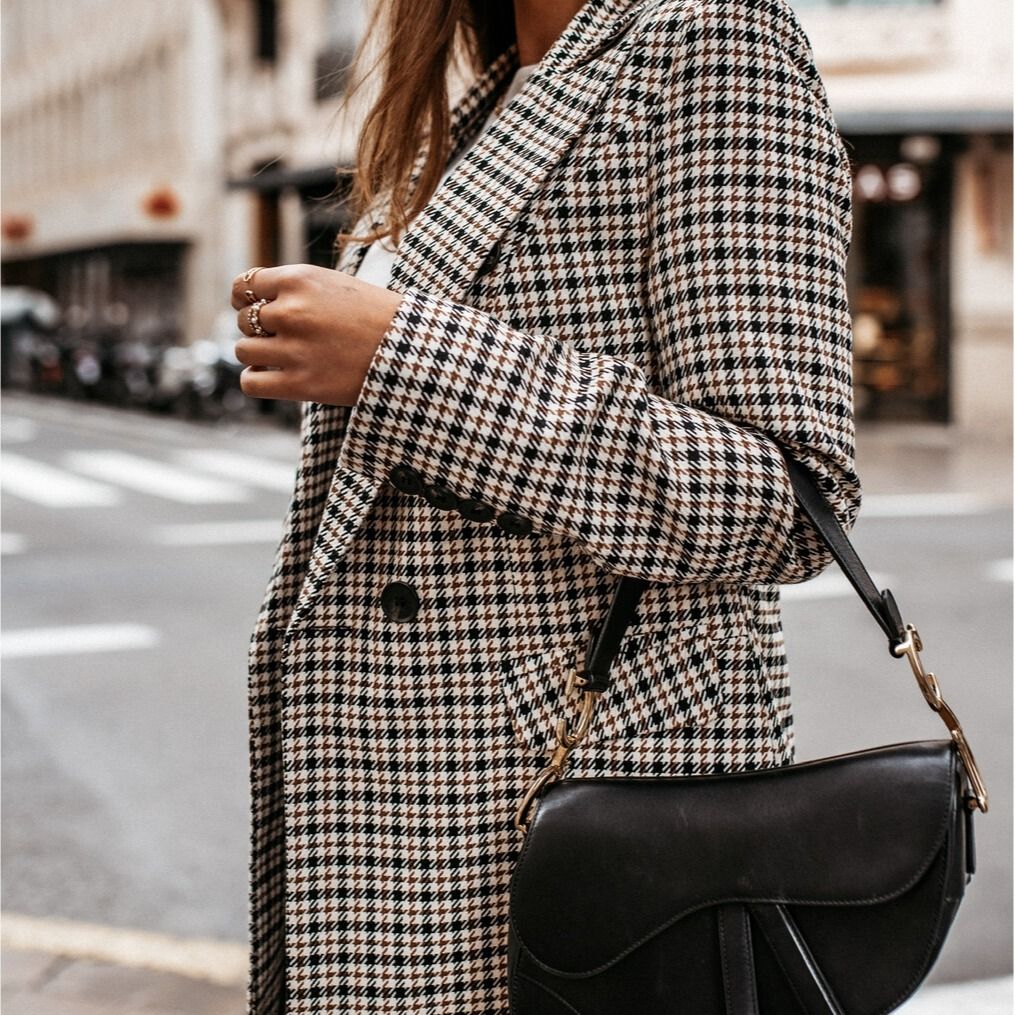 Plaid Blazer Jacket Women Spring Autumn Long Sleeve Casual Slim Blazers Khaki Woman Coats Fall Elegant Office Suit Coat