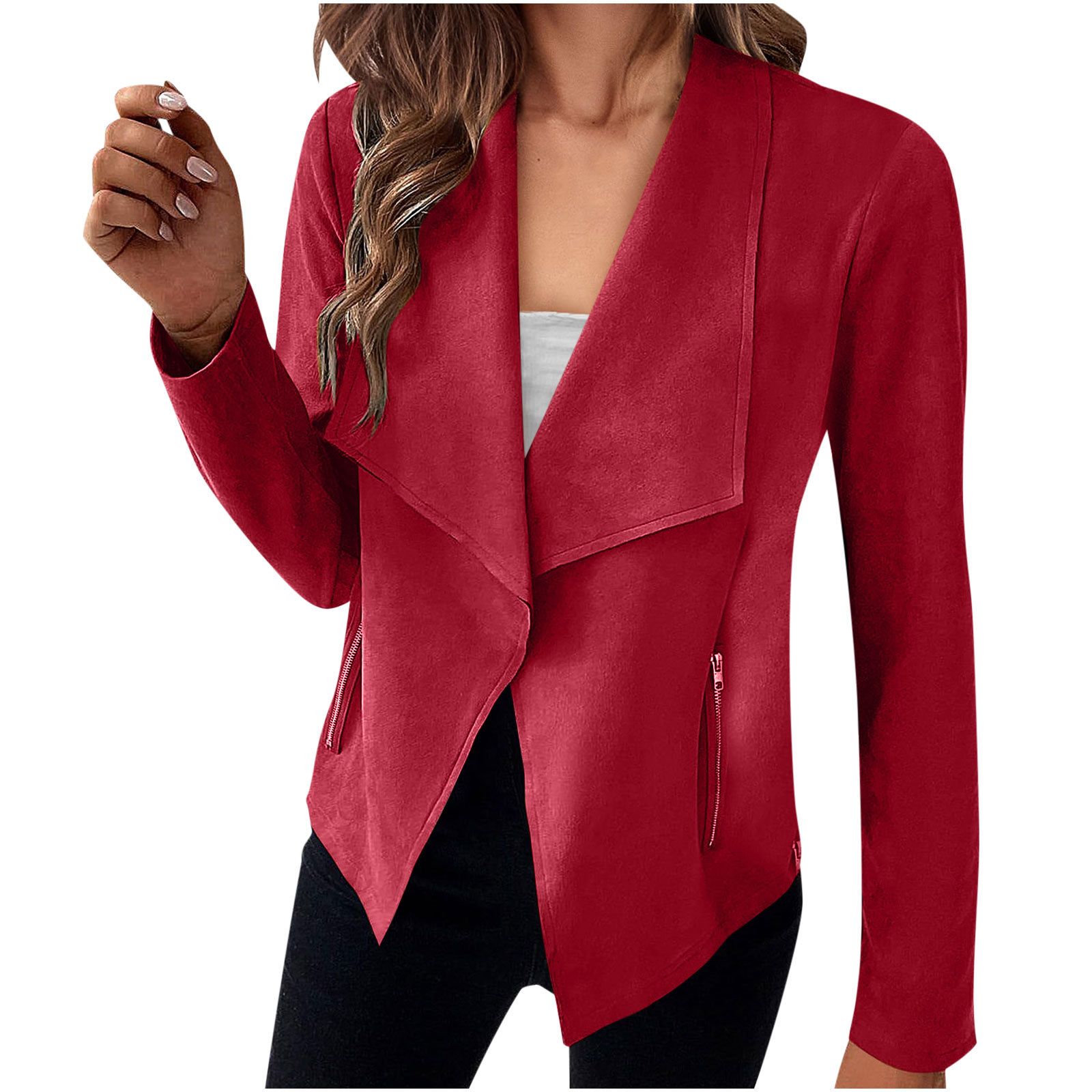 Women Basic Solid Color Jacket Coats Fashion Elegant Long Sleeve Outerwear Tops Ladies Casual Slim Jackets