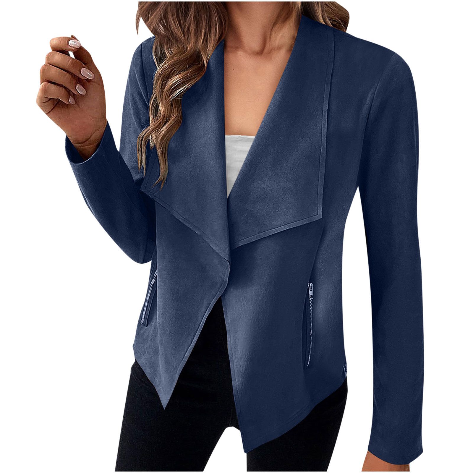 Women Basic Solid Color Jacket Coats Fashion Elegant Long Sleeve Outerwear Tops Ladies Casual Slim Jackets
