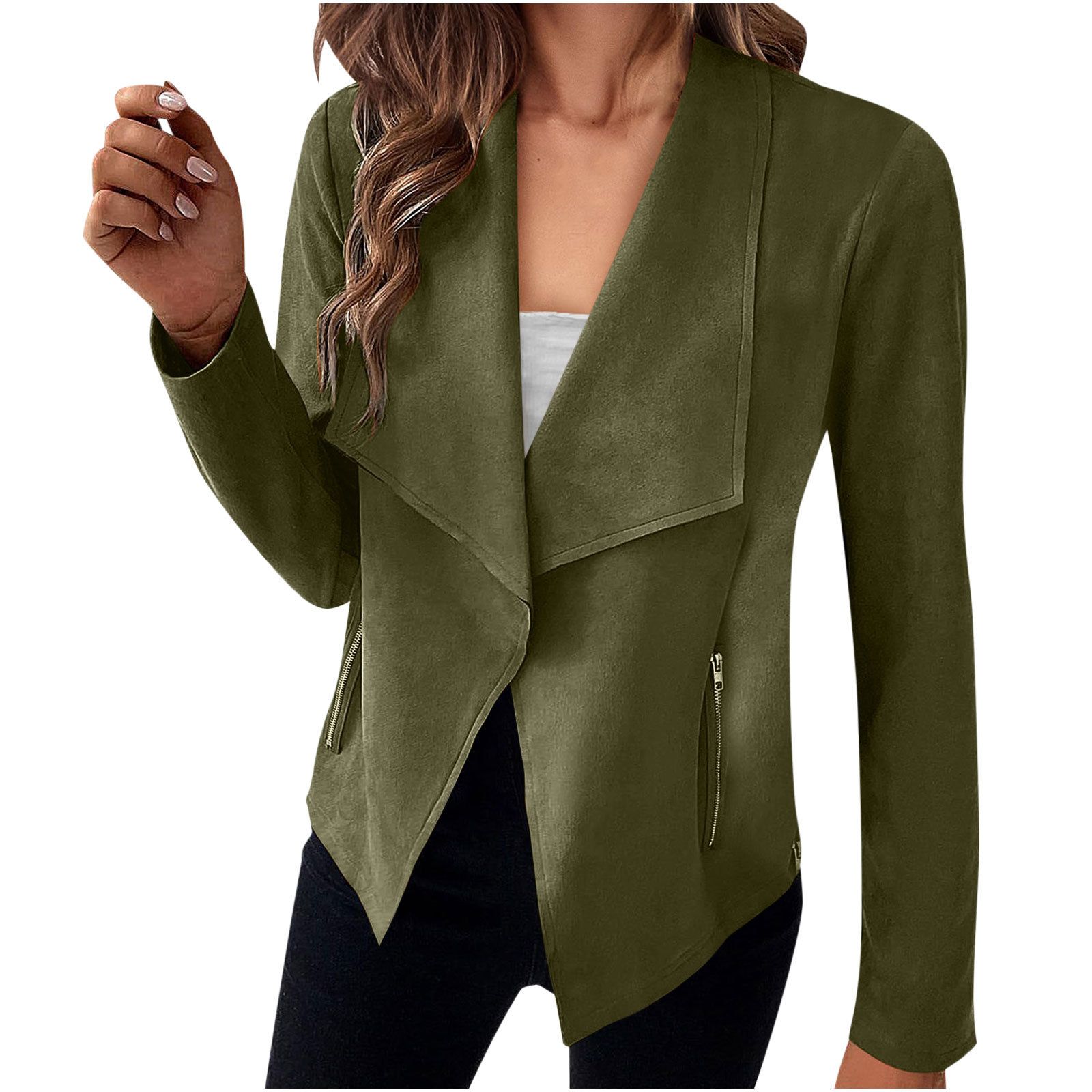 Women Basic Solid Color Jacket Coats Fashion Elegant Long Sleeve Outerwear Tops Ladies Casual Slim Jackets