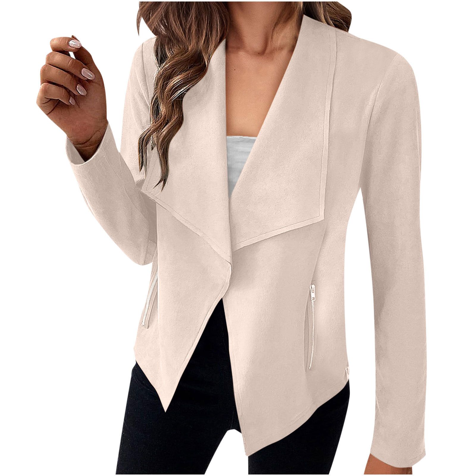 Women Basic Solid Color Jacket Coats Fashion Elegant Long Sleeve Outerwear Tops Ladies Casual Slim Jackets