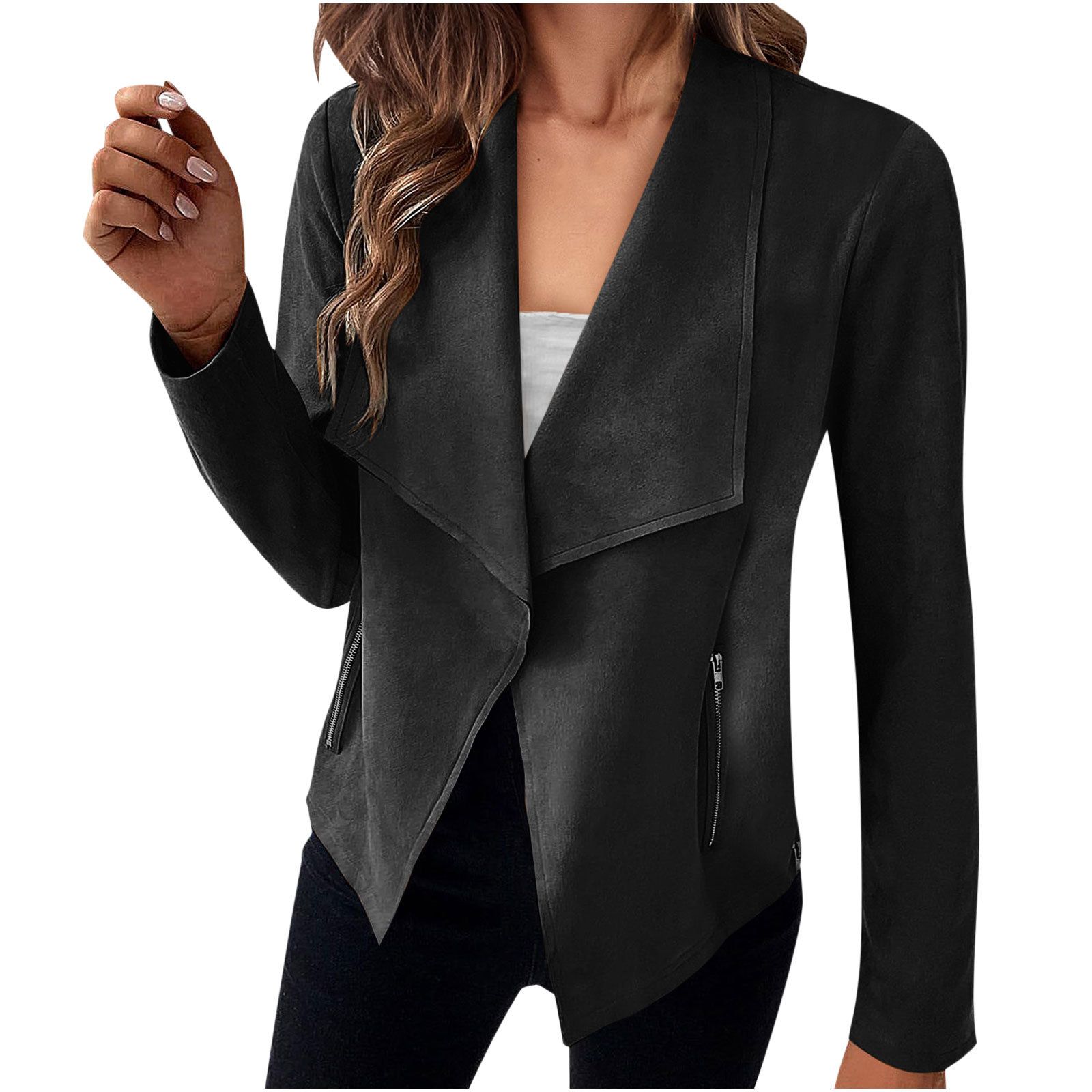 Women Basic Solid Color Jacket Coats Fashion Elegant Long Sleeve Outerwear Tops Ladies Casual Slim Jackets
