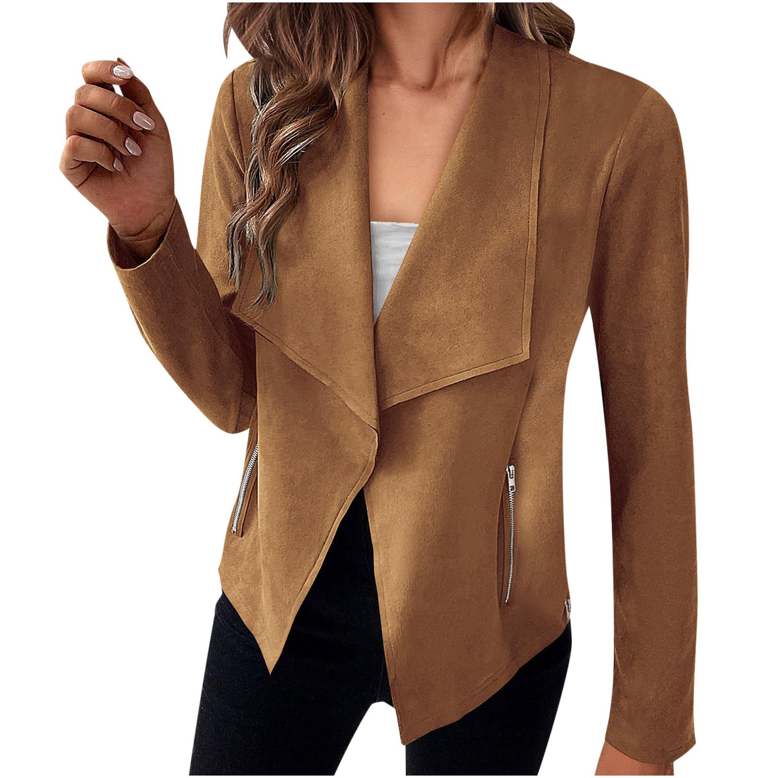 Women Basic Solid Color Jacket Coats Fashion Elegant Long Sleeve Outerwear Tops Ladies Casual Slim Jackets