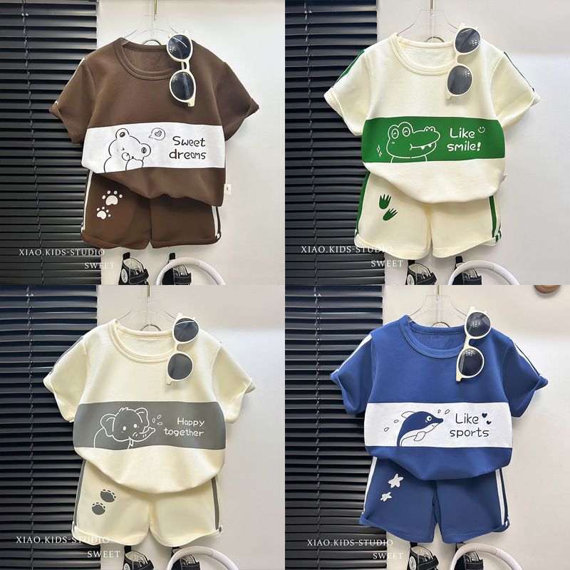 Kids Clothes Cotton Set Short Sleeve Suit Baby Girls Boys Set Summer Tops +short Children's Wear New