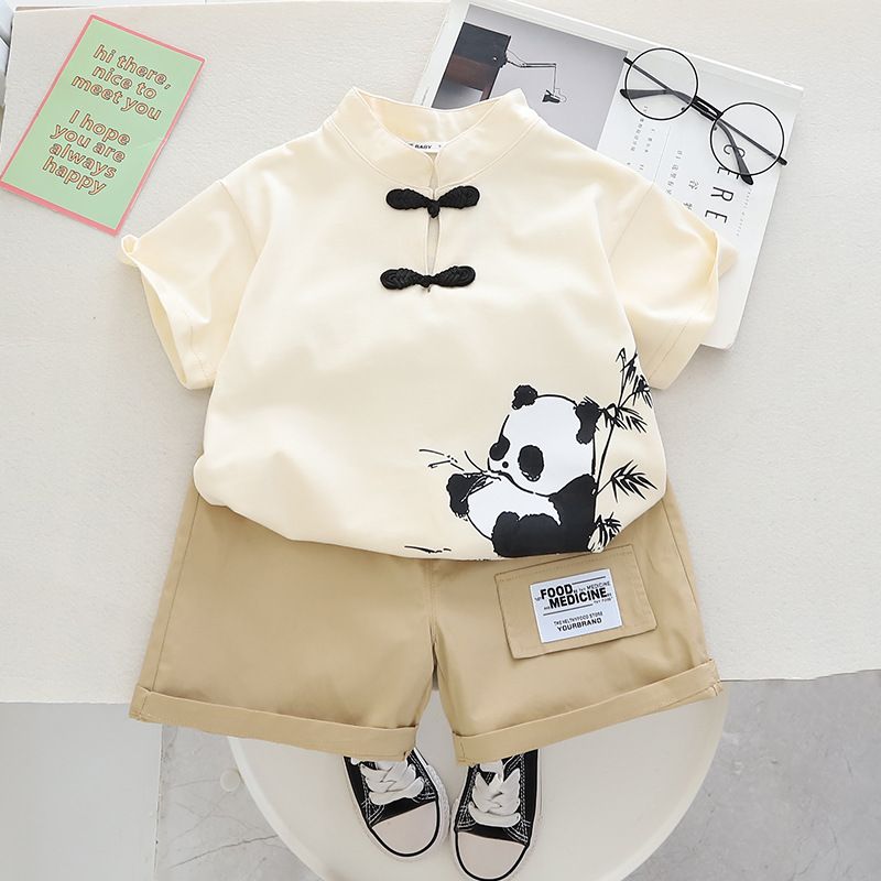 Baby Boys Clothes Sets Baby Summer Casual Panda Print T-shirts + Shorts Suits Outfits Children Boys Cartoon Clothing Sets