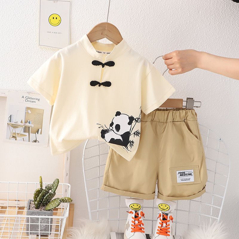 Baby Boys Clothes Sets Baby Summer Casual Panda Print T-shirts + Shorts Suits Outfits Children Boys Cartoon Clothing Sets