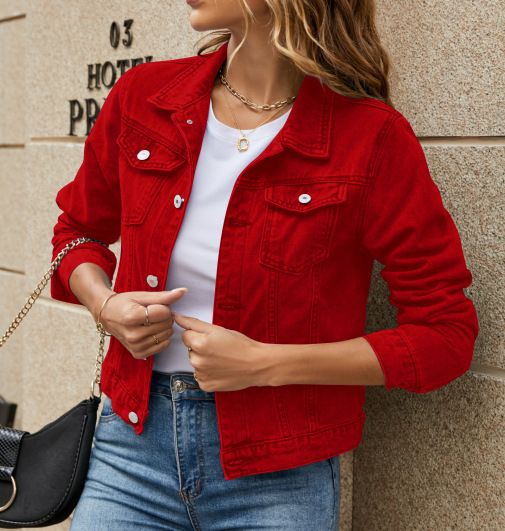 Women European and American Fashion Slim Lapel Denim Women Clothing Coat Women Winter Jacket Xmas Gift