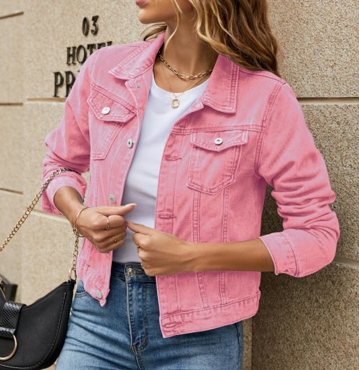 Women European and American Fashion Slim Lapel Denim Women Clothing Coat Women Winter Jacket Xmas Gift