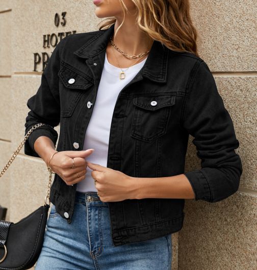 Women European and American Fashion Slim Lapel Denim Women Clothing Coat Women Winter Jacket Xmas Gift