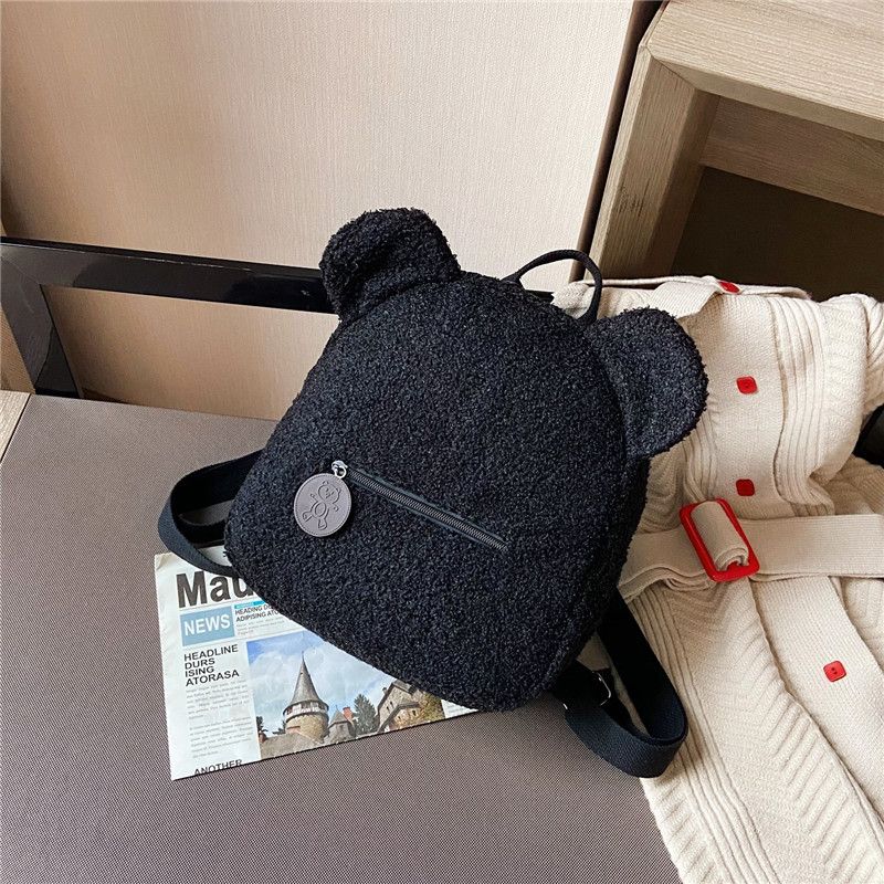 Cute Bear Ear Plush Backpack for Kids Adult Lamb Fleece Shoulder Bag High-capacity Parent-Child Bags Boys Girls Backpacks