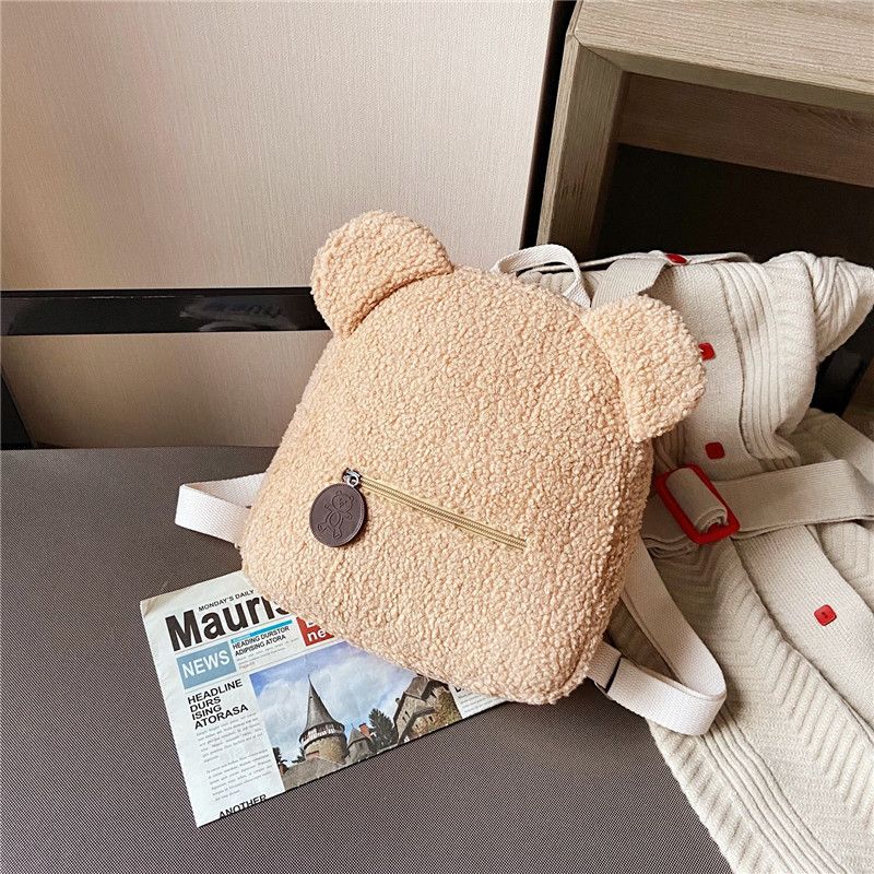 Cute Bear Ear Plush Backpack for Kids Adult Lamb Fleece Shoulder Bag High-capacity Parent-Child Bags Boys Girls Backpacks