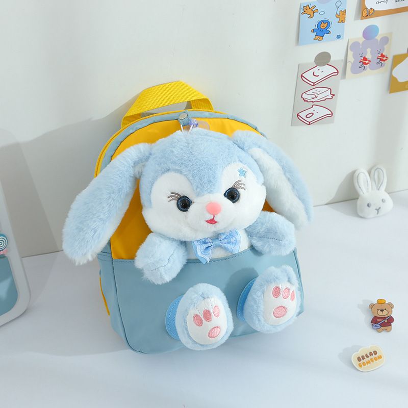 Plush Rabbit Backpack for Boys Girls Kids Children SchoolBag Cute Bow Tie Cartoon School Bags Kindergarten Preschool Baby Bag
