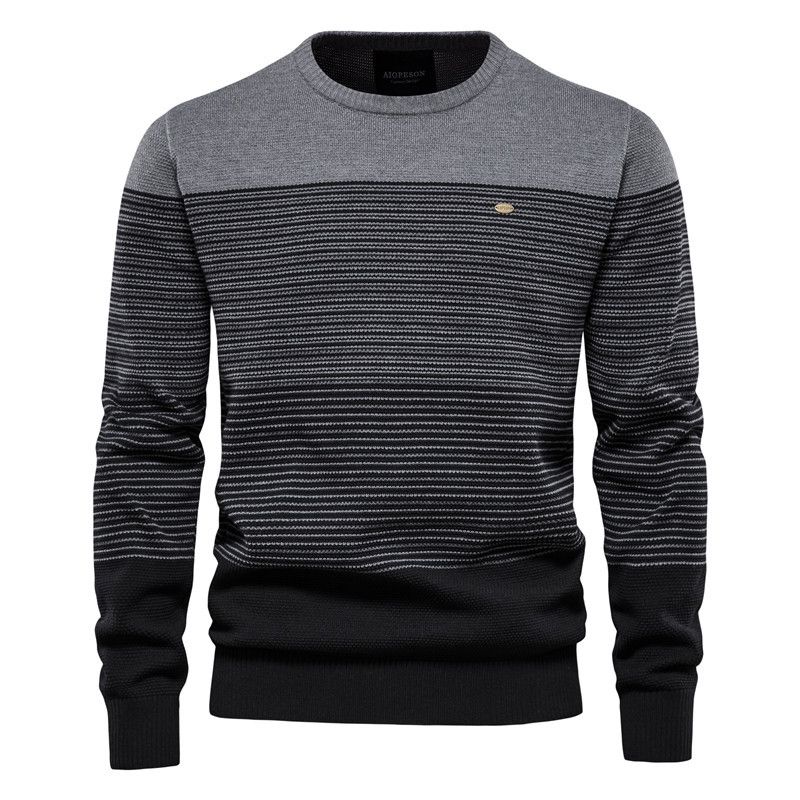 Cotton Sweater Men Fashion Casual O-Neck Spliced Pullovers Knitted Sweater Male New Winter Warm Mens Sweaters