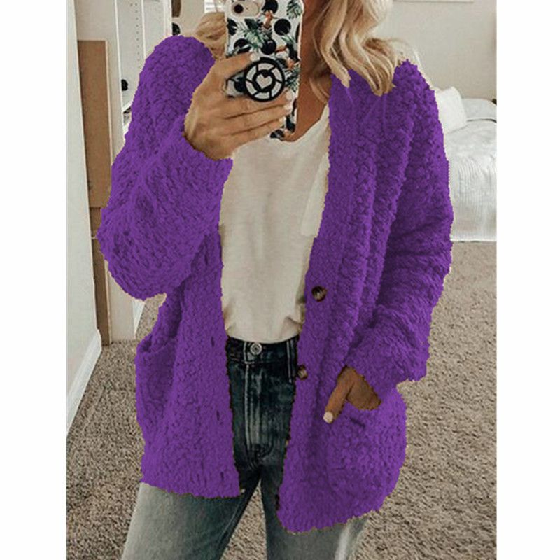 Thicken Plush Women Winter Coat Single-breasted Soft Autumn Thermal Lady Cardigan Fashion Women Sweaters Buttons Hoodies Outwear