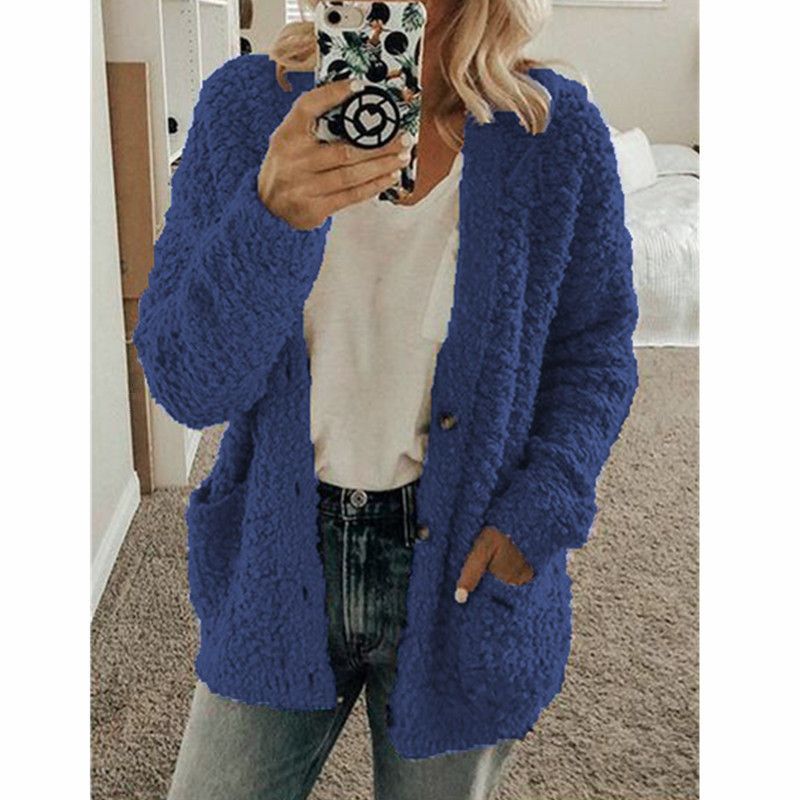 Thicken Plush Women Winter Coat Single-breasted Soft Autumn Thermal Lady Cardigan Fashion Women Sweaters Buttons Hoodies Outwear