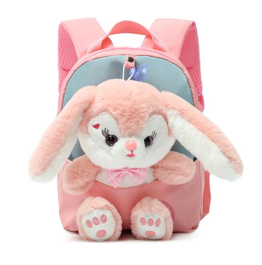 Plush Rabbit Backpack for Boys Girls Kids Children SchoolBag Cute Bow Tie Cartoon School Bags Kindergarten Preschool Baby Bag