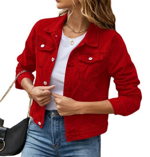 Women European and American Fashion Slim Lapel Denim Women Clothing Coat Women Winter Jacket Xmas Gift