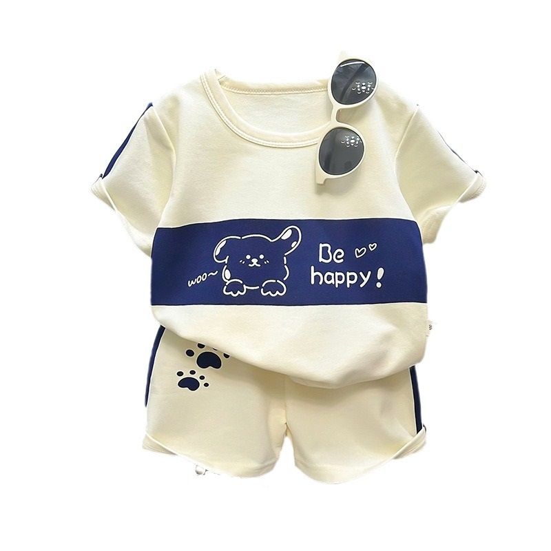 Kids Clothes Cotton Set Short Sleeve Suit Baby Girls Boys Set Summer Tops +short Children's Wear New