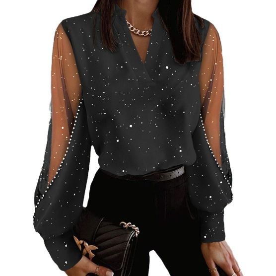 Autumn and winter new fashionable V-neck lace long sleeved shirt shirt for women tops blouse women tops