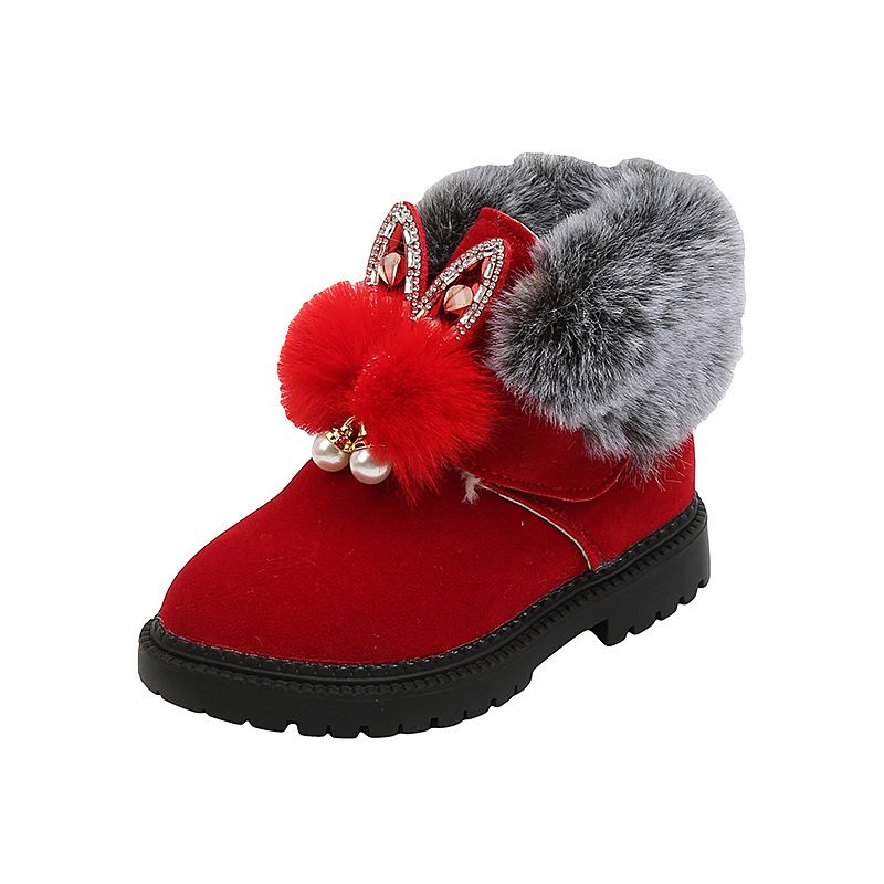 Toddler Girl Boots Kids Winter Shoes for Boys Soft Bottom Student Fur Snow Boots Children Leather Shoes Plush