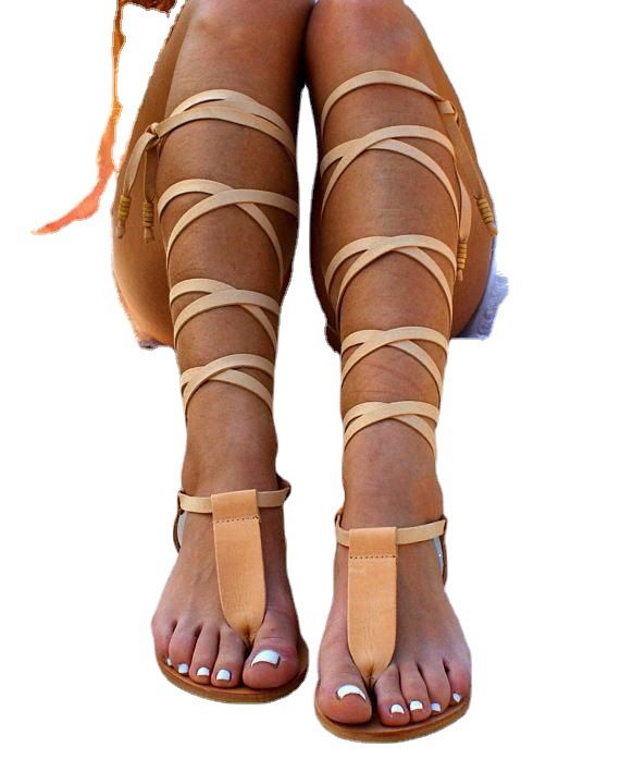 New Gladiator Women Flat Sandals Ladies Clip Toe Cross Strap Thong Sandals Shoes Woman Beach Free-binding Sandalen Dames