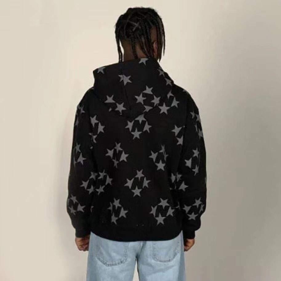 vintage Fashion star graphic fairy grunge Men Women Long-sleeved Zip Hoodie Jacket OverSize Streetwear Y2K clothes emo Pullover