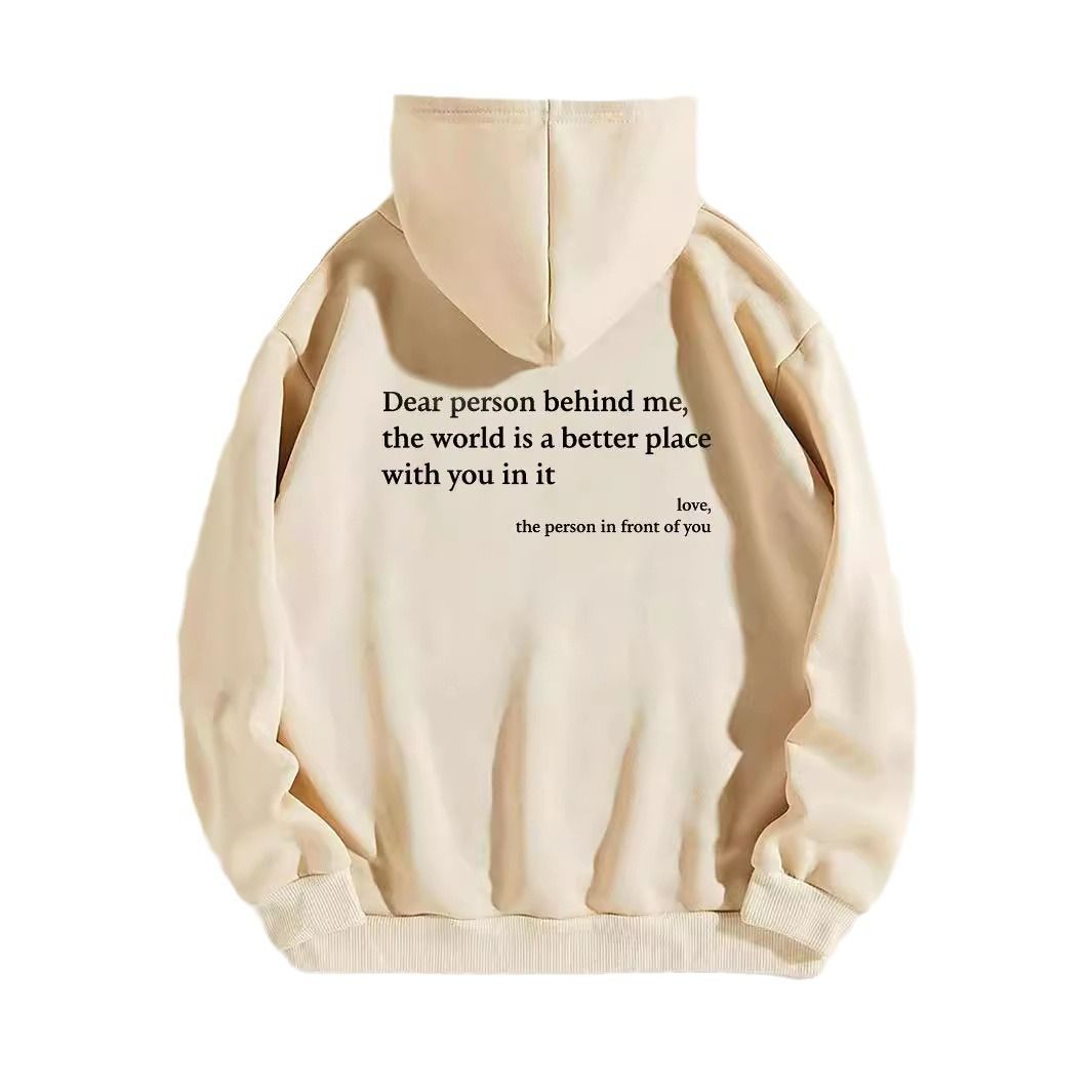 Autumn Hoodies Young Lady Printed Letter Dear Person Behind Me Casual Oversized Hoodie Aesthetic Hoody Sweatshirt Tops