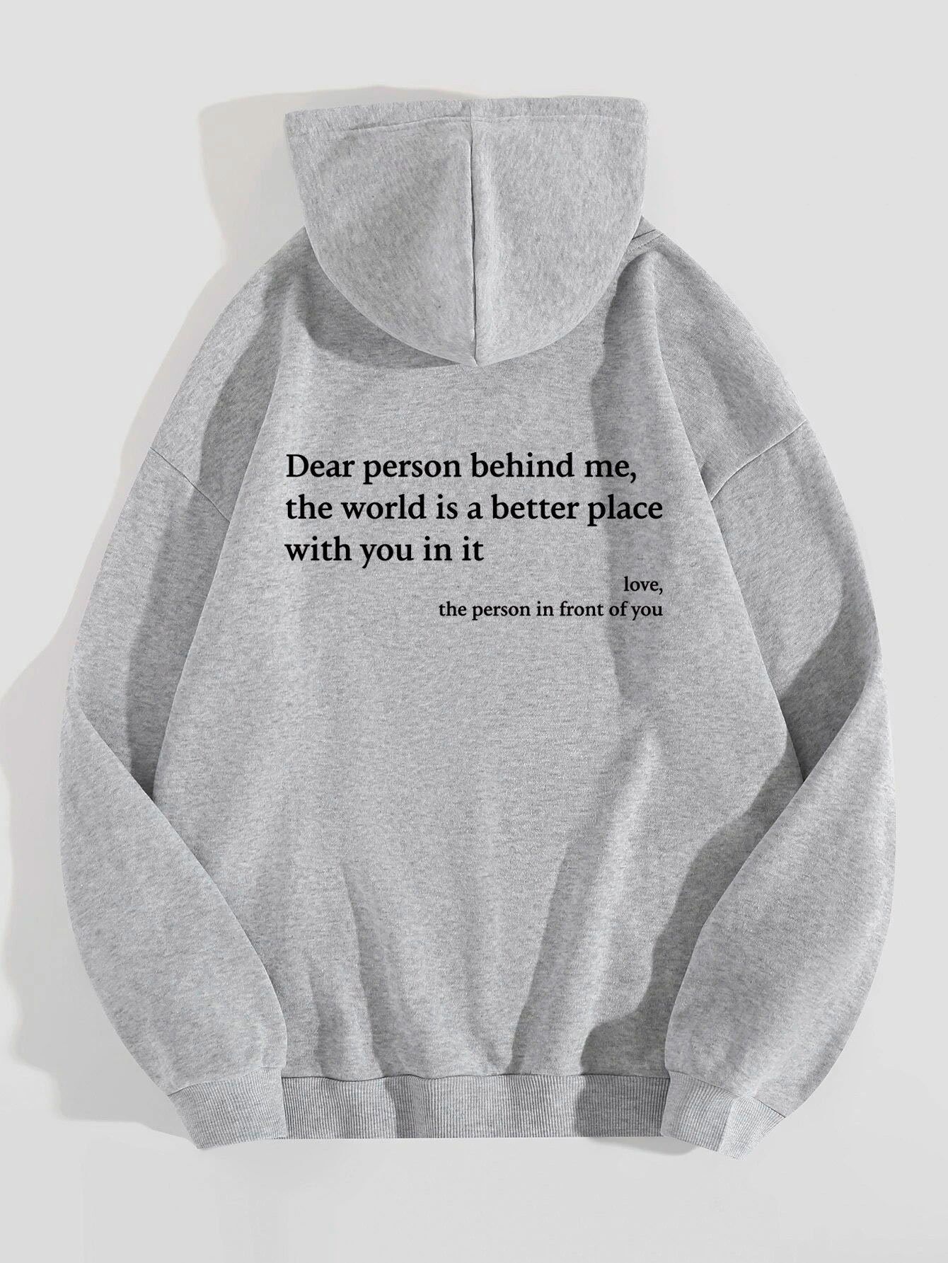 Autumn Hoodies Young Lady Printed Letter Dear Person Behind Me Casual Oversized Hoodie Aesthetic Hoody Sweatshirt Tops
