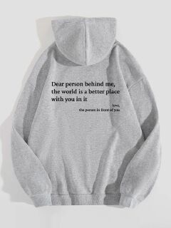 Autumn Hoodies Young Lady Printed Letter Dear Person Behind Me Casual Oversized Hoodie Aesthetic Hoody Sweatshirt Tops
