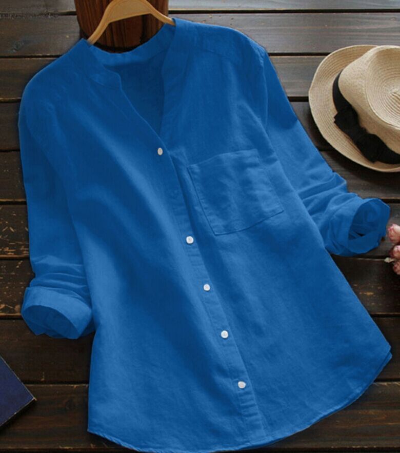 Plus Size Linen Shirt Women White Button Down Shirt Long Sleeve Loose Casual  Blouse Womens Tops and Blouses Shirts Blusas