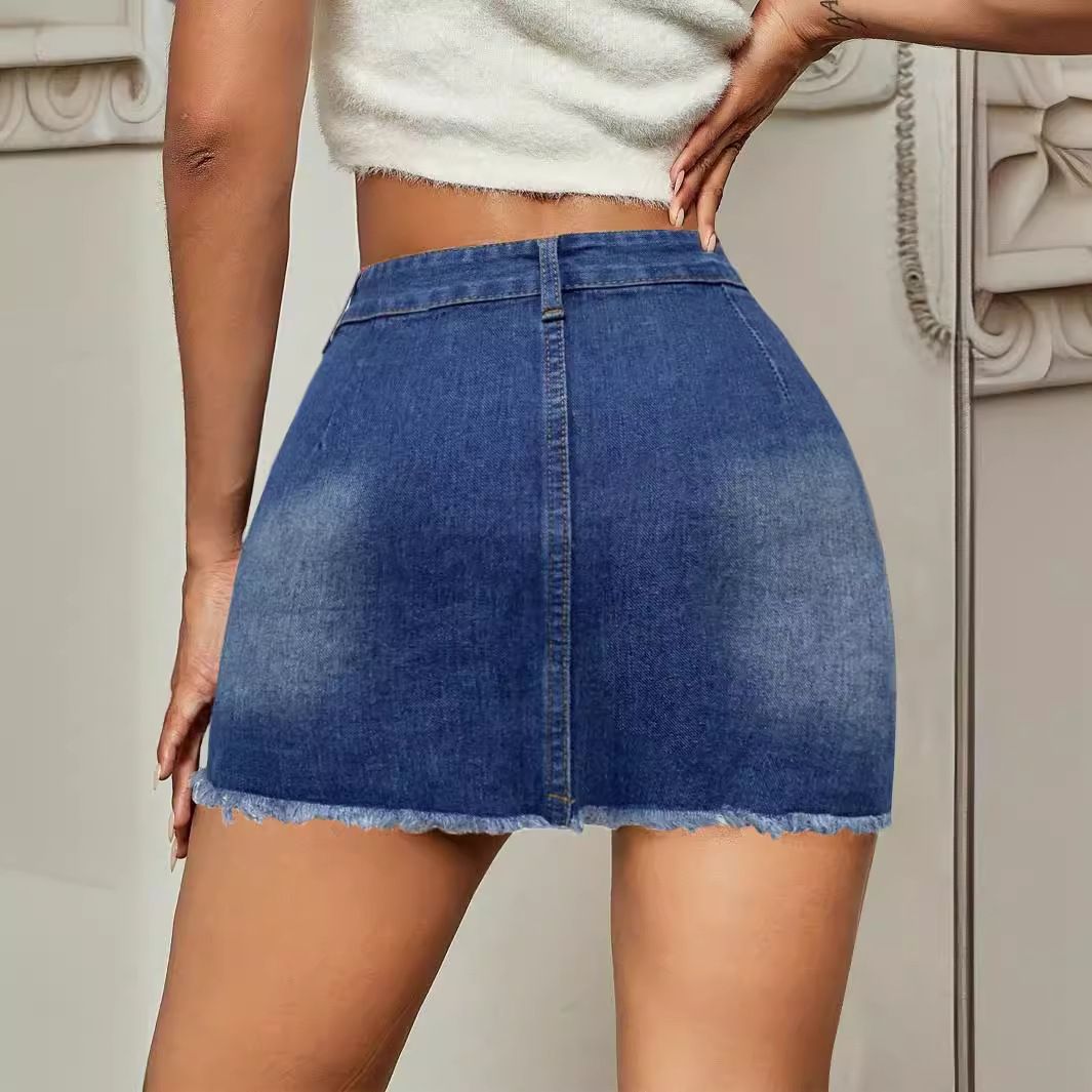 High Waist Tied Detail Denim Skirts Women Club Hollow Out Short Skirt Pants Drawstring Y2k Streetwear Casual Pencil Skirts