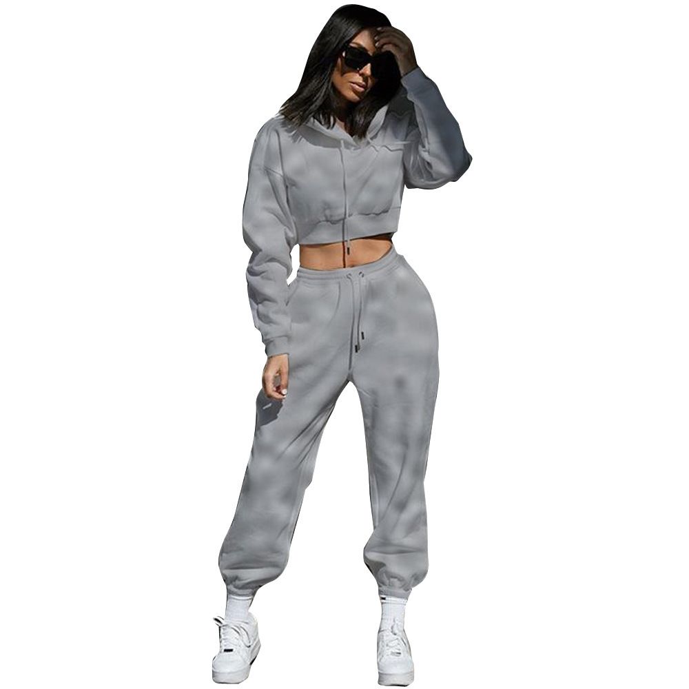Sweatshirt Set Women's Sports Long Sleeve Hoodie Pullover Sweatshirt Two Piece Set Workshop Suit Womens Sports Overalls Set