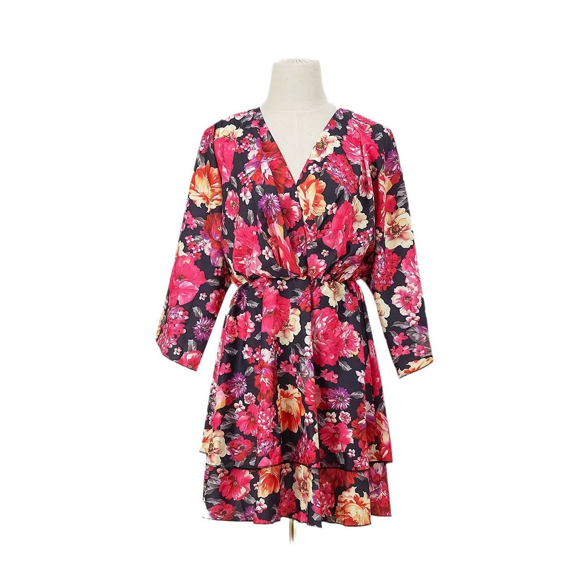 Ladies Dress Superior Quality Summer Thin Waist Deep V Neck Flare Sleeve Chiffon Dresses Vestidos Dropshipping