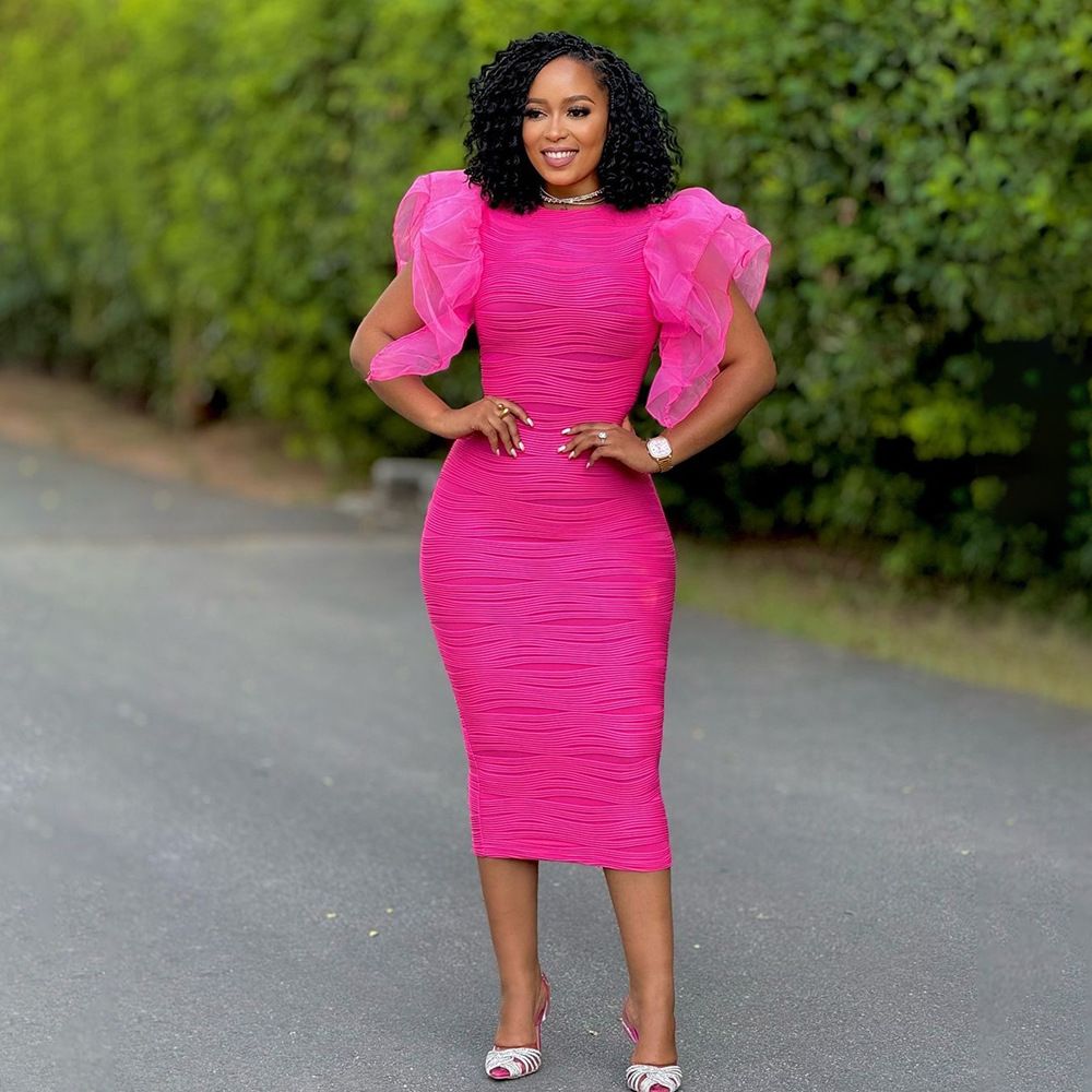 New Women O Neck Ruffle Sleeves Package Hips Bodycon Dress Fashion Office Lady Slim Pencil Evening Birthday Party Vestidos Gowns