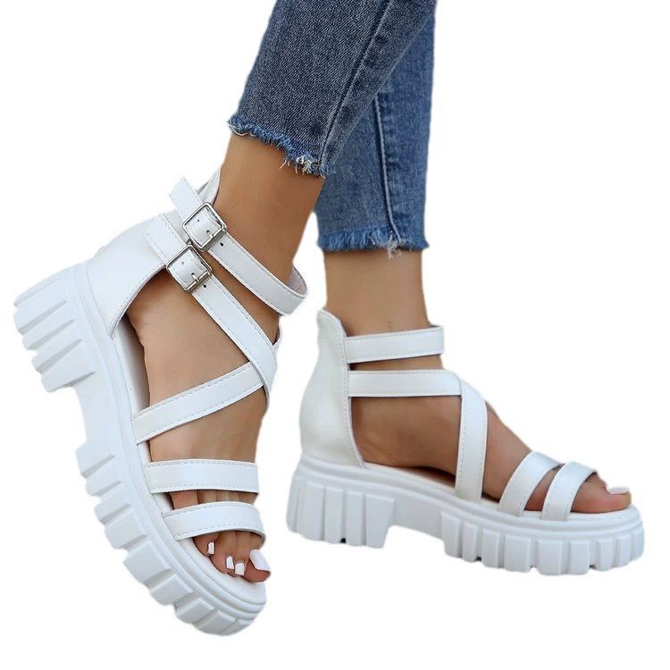 New summer Strap Thick Heeled Party Roman Sandals for Women Strap Plarform Sandals Fashion Chunky High Heels Shoes