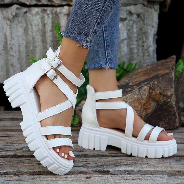 New summer Strap Thick Heeled Party Roman Sandals for Women Strap Plarform Sandals Fashion Chunky High Heels Shoes