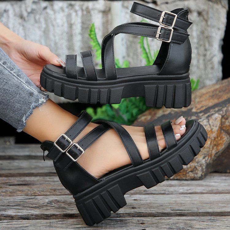 New summer Strap Thick Heeled Party Roman Sandals for Women Strap Plarform Sandals Fashion Chunky High Heels Shoes