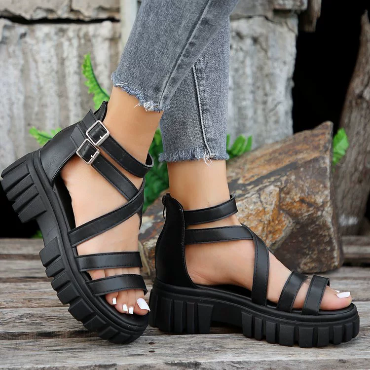 New summer Strap Thick Heeled Party Roman Sandals for Women Strap Plarform Sandals Fashion Chunky High Heels Shoes
