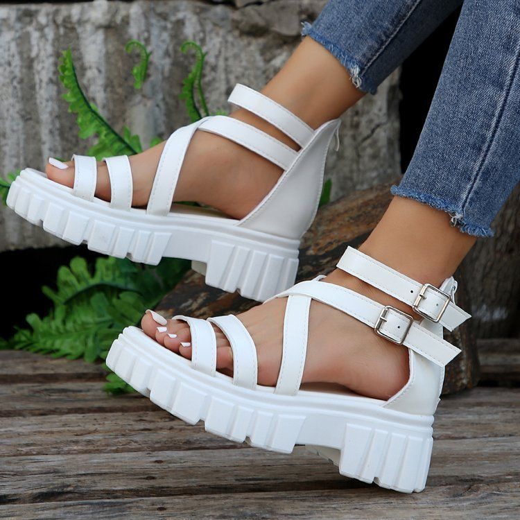 New summer Strap Thick Heeled Party Roman Sandals for Women Strap Plarform Sandals Fashion Chunky High Heels Shoes