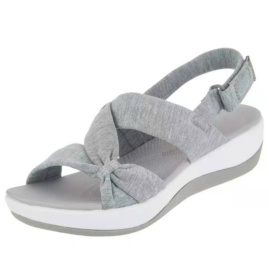 Women Slip on Sandals Hoop & Loop Fastener Fashion Low Platform Sandals Elegant Walking Sandals for Party Vacation