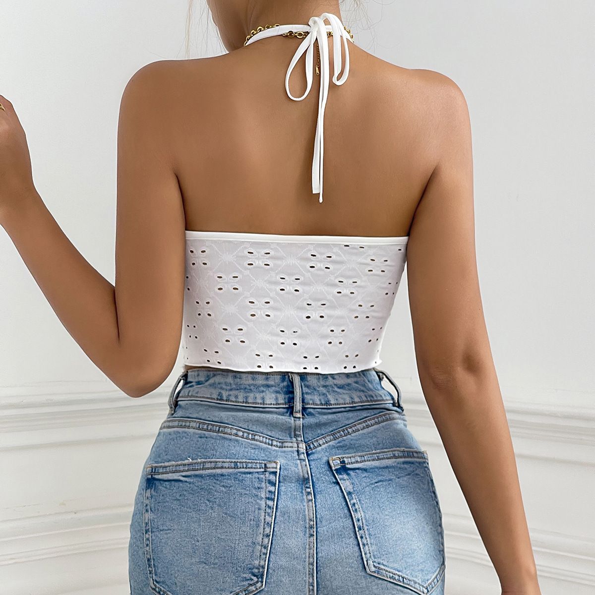 Style Hot Girl Trendy Halter Strap Vest Women's Drawstring Irregular Tank Tops