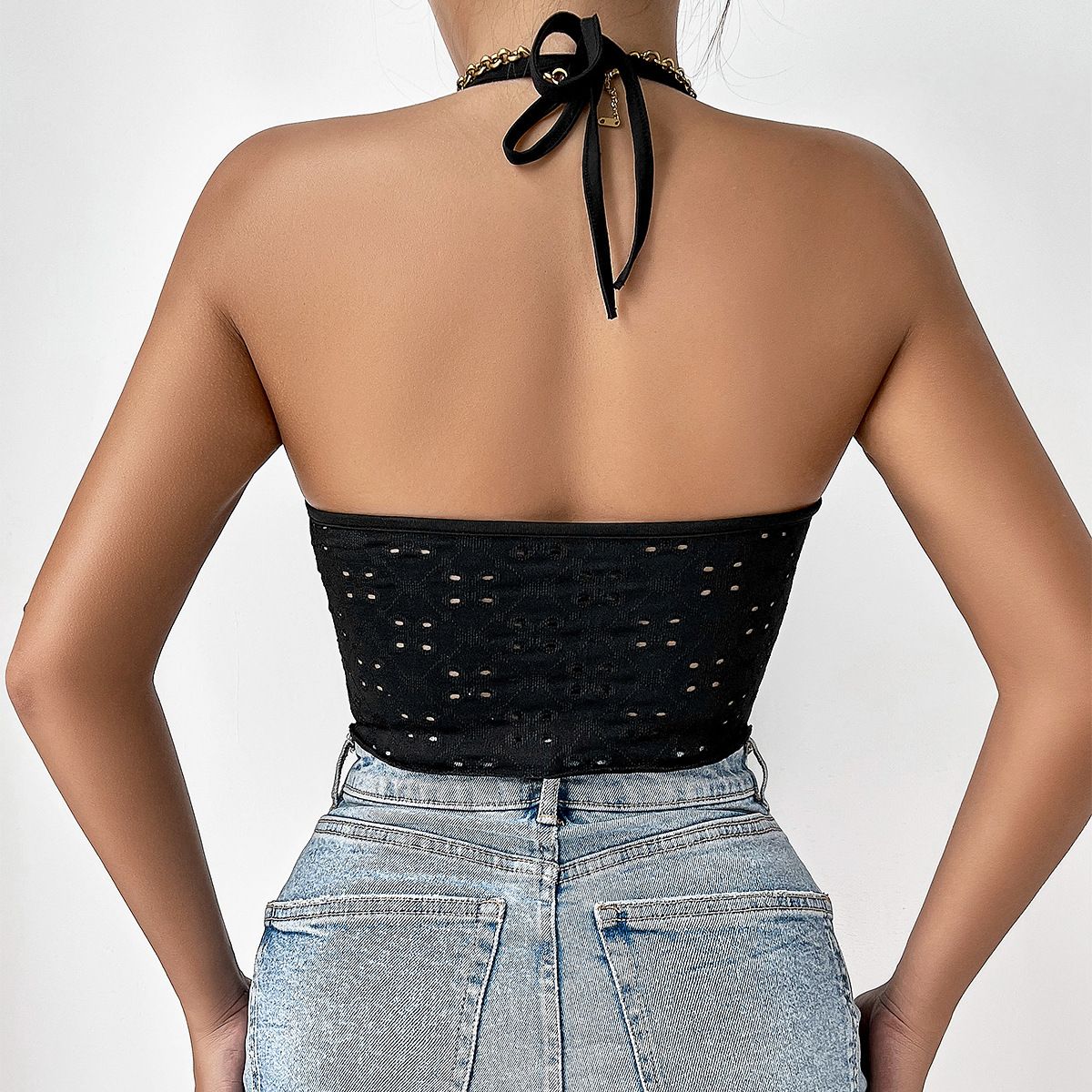 Style Hot Girl Trendy Halter Strap Vest Women's Drawstring Irregular Tank Tops