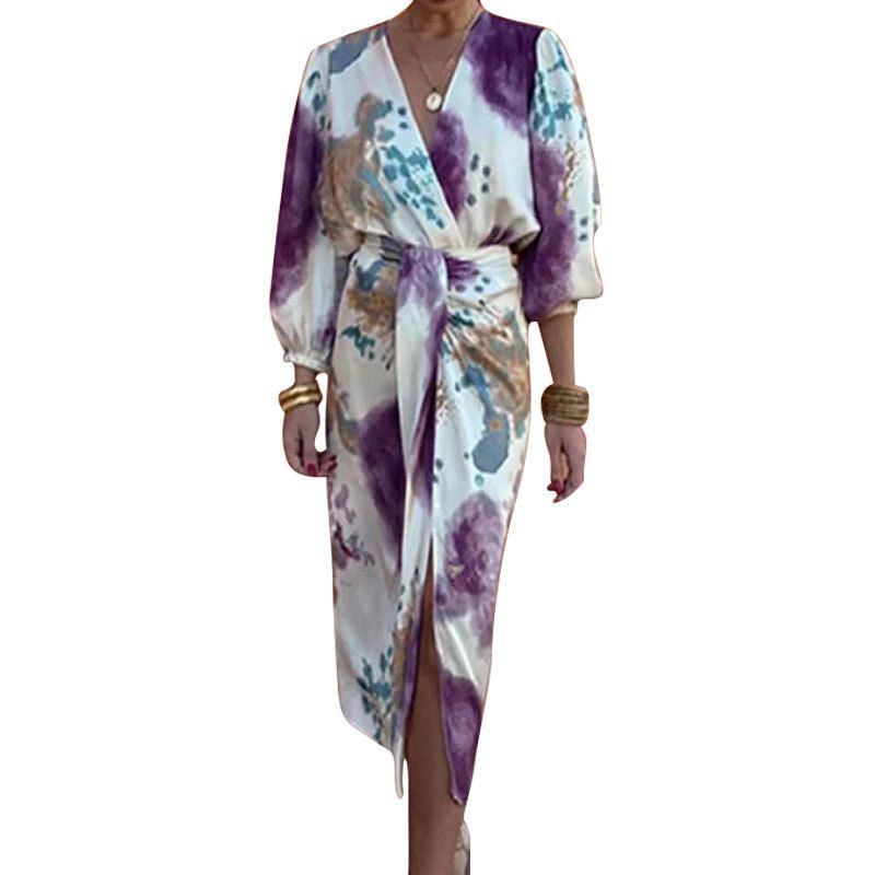 New Women's Suit V-neck Long-sleeved Fashionable Slit Skirt Elegant Party Office 2 Piece Set