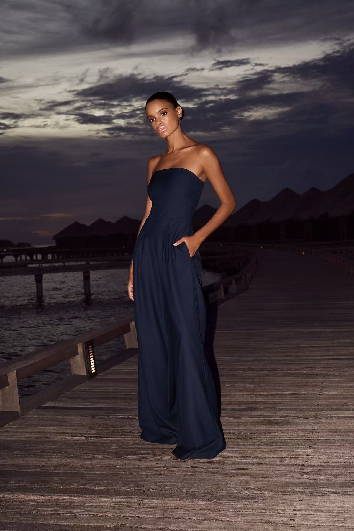 Women Solid Strapless Jumpsuit Sexy Elegant Streetwear Off Shoulder Sleeveless Backless Loose Wide Leg Pants Summer Romper