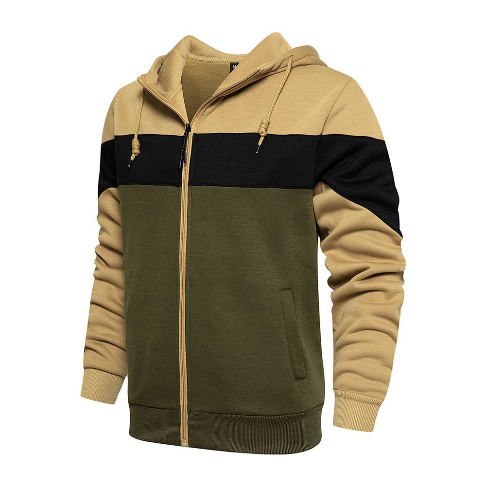 Fashion Mens Jacket Coat Long Sleeve Sweatshirts Oversized Zipper Hoodies Loose Man Color Matching Hoodies Casual Jacket