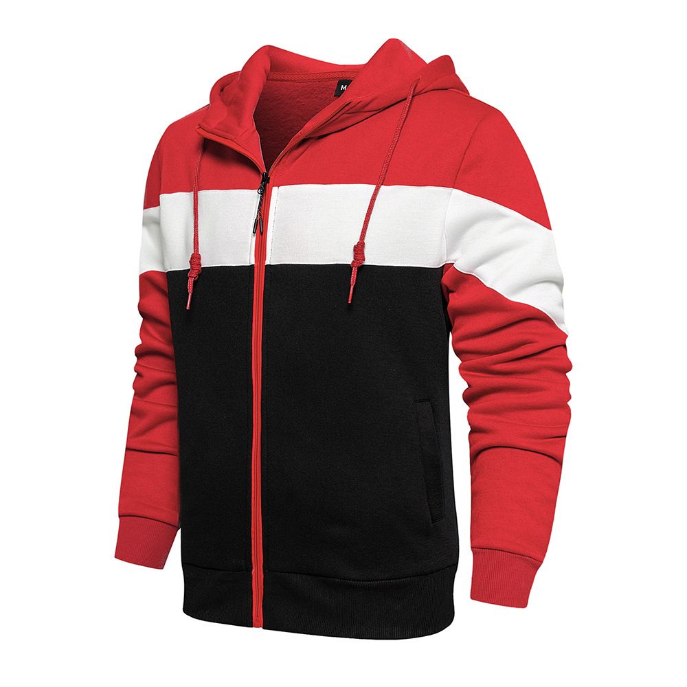 Fashion Mens Jacket Coat Long Sleeve Sweatshirts Oversized Zipper Hoodies Loose Man Color Matching Hoodies Casual Jacket