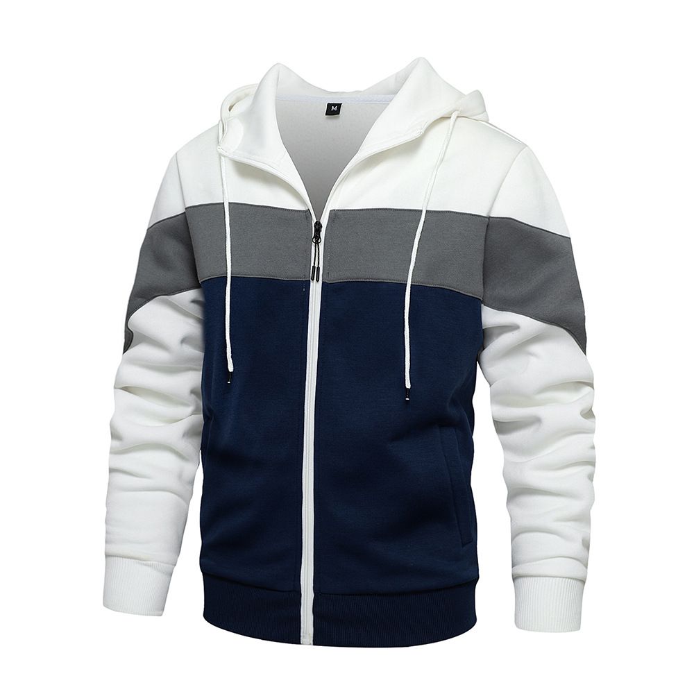 Fashion Mens Jacket Coat Long Sleeve Sweatshirts Oversized Zipper Hoodies Loose Man Color Matching Hoodies Casual Jacket