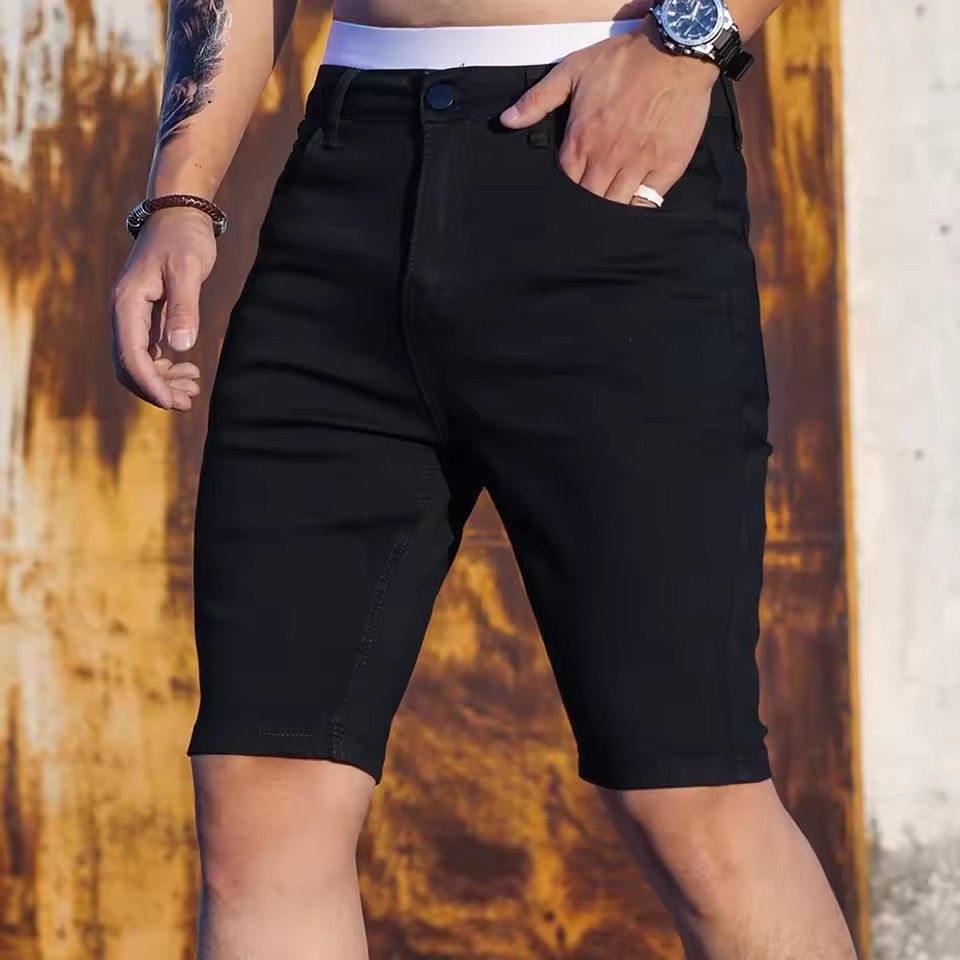 Comfortable Casual Denim Shorts Fashionable Stretch Outdoor Denim Shorts Vintage Wash Blue Five Point Pants Man Jeans