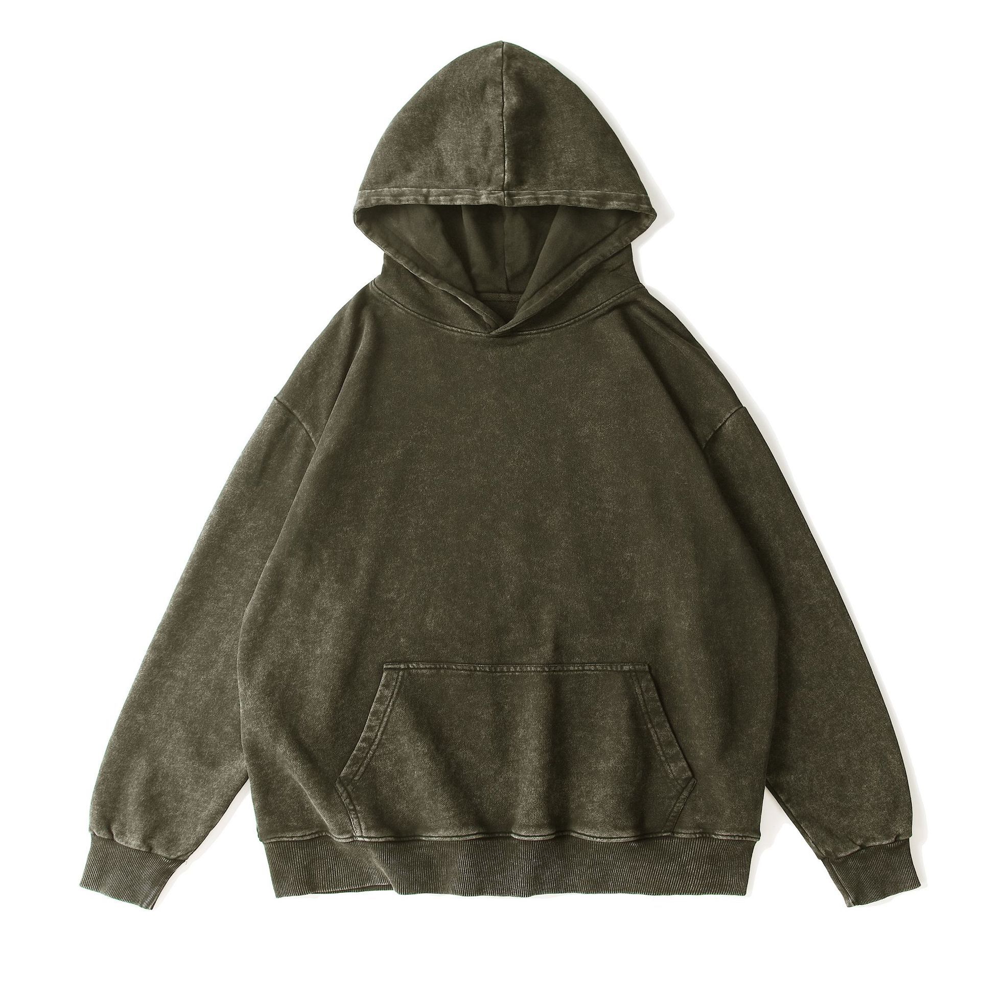 Washed Hoodie Zipper Sweatshirt Pants Tracksuit Men Women Retro Loose Distressed HipHop Oversized Big