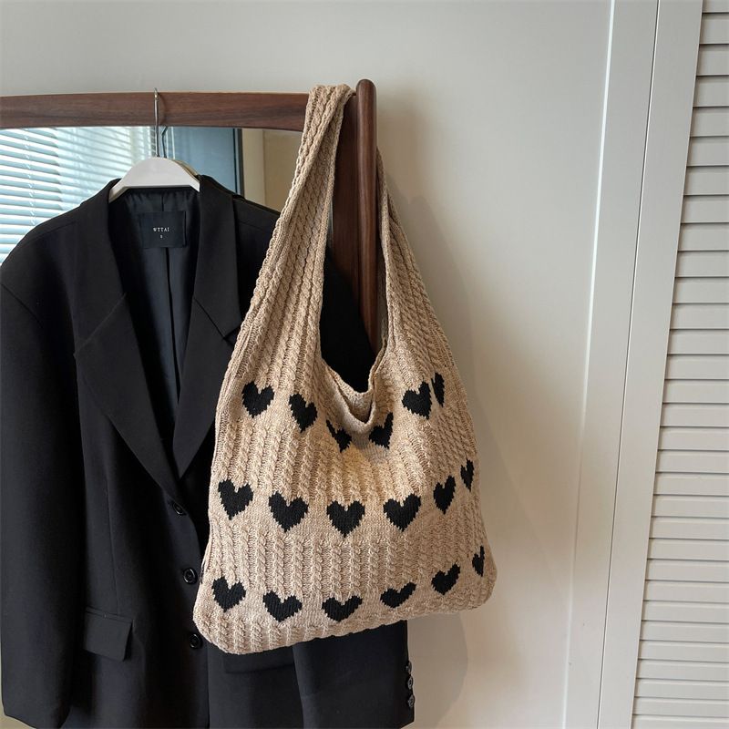 Portable Knitted Yarn Storage Bag Large Capacity Threads Needlework Apparel Organizer Handbag Convenient Practical Tote Bag